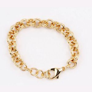 18K Gold-Filled Chunky Hammered Round Link Chain Bracelet
